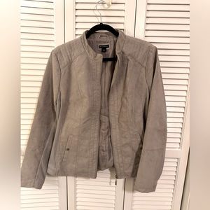 New Directions Grey Crop Suede Jacket